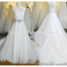 Robe de mariée plissée en cristal sans bretelles de haute qualité Robe de mariée en chocolat blanc / ivoire / Champagne